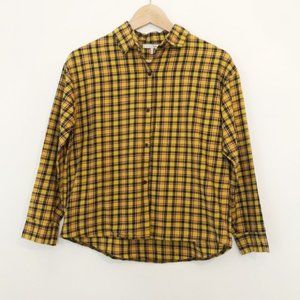 Oak + Fort Plaid Yellow Button Down Flannel Shirt